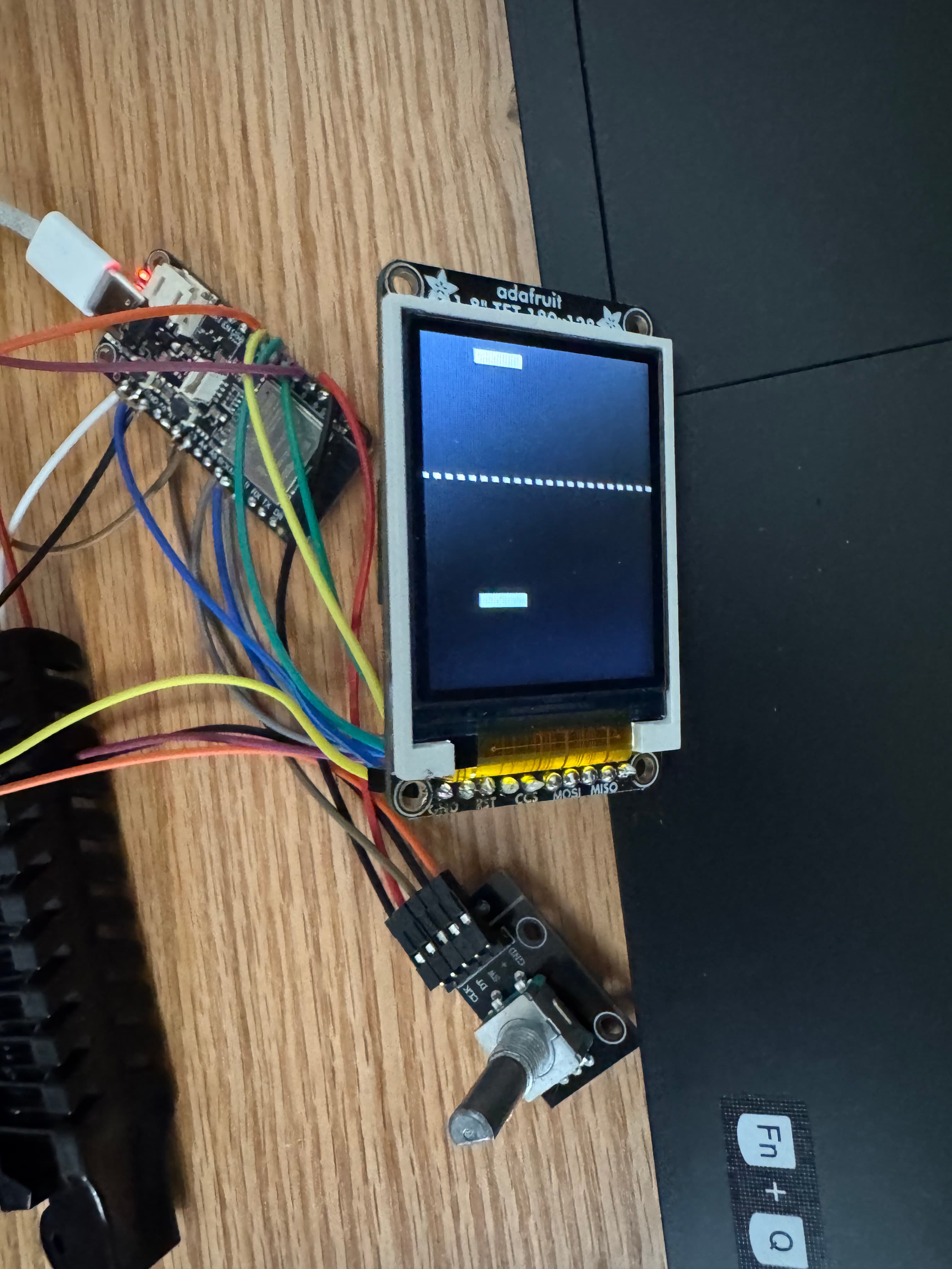 The initial working prototype of the Pong system